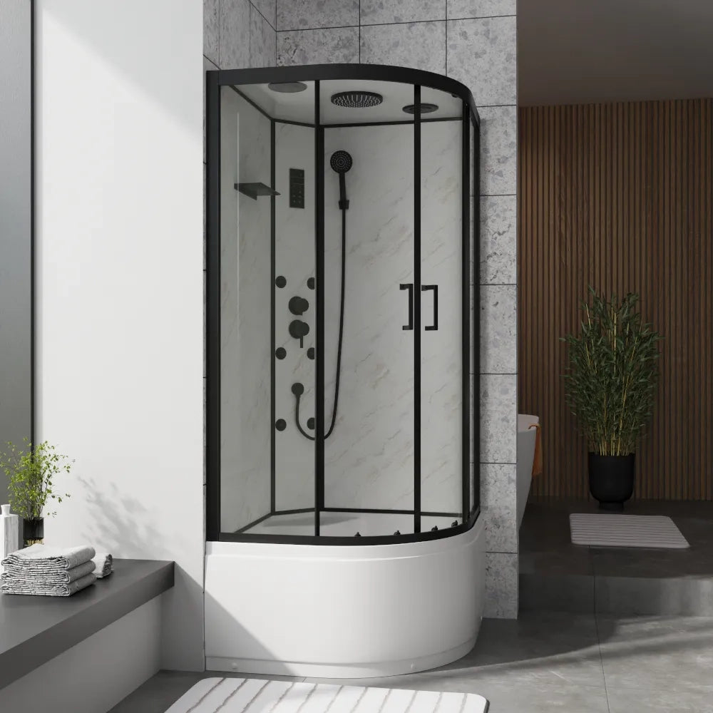 Cabina doccia idromassaggio semicircolare 85x85 cm multifunzione h215cm | Zante