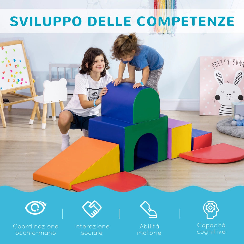 Set 7 Costruzioni Morbide per Bambini  1-3 Anni in PU e EPE Multicolore