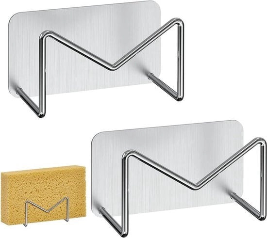 Organizzatore per cucina - Caddy per asciugamani - Acciaio inossidabile - Autoadesivo - Supporto per asciugamani del lavello - 2 pezzi - Adatto per cucina - Supporto per asciugamani del lavello in acciaio inossidabile.