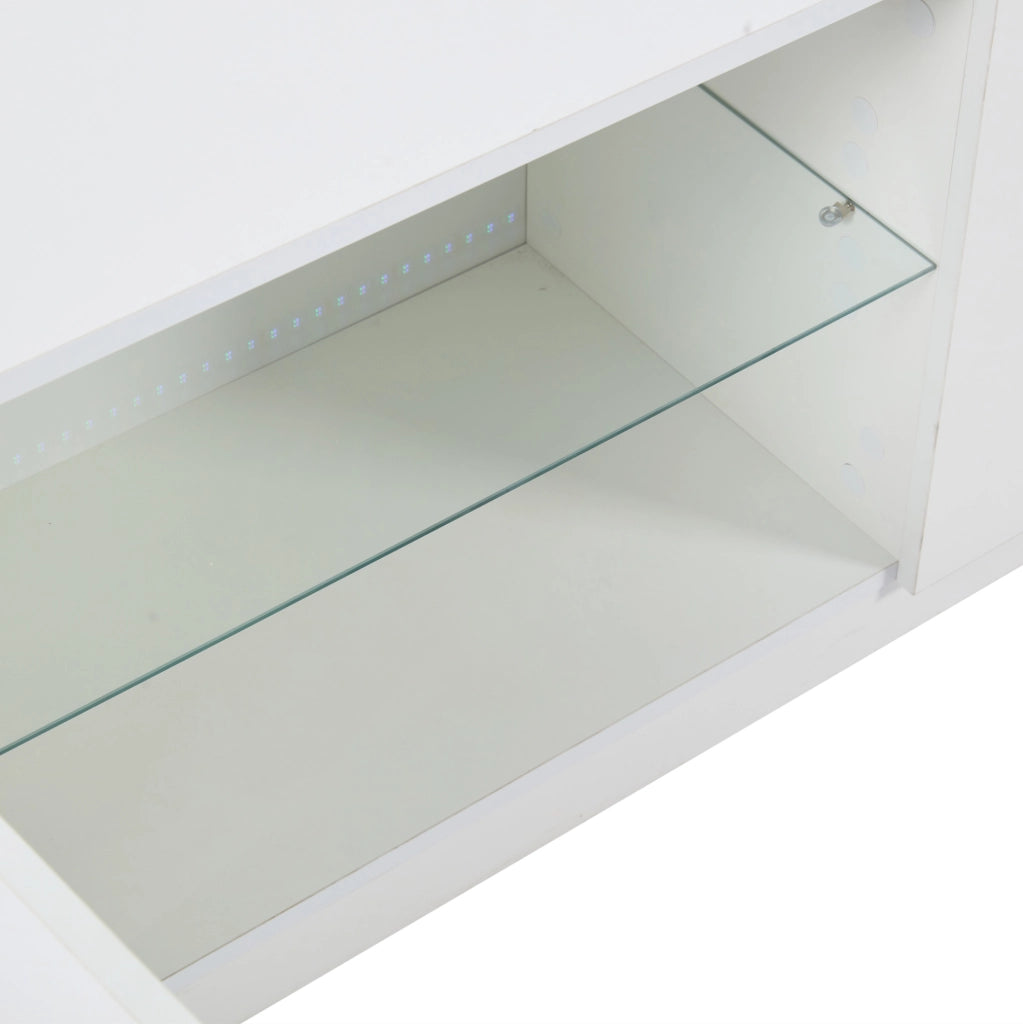 Mobile porta televisore bianco lucido con LED e due cassetti