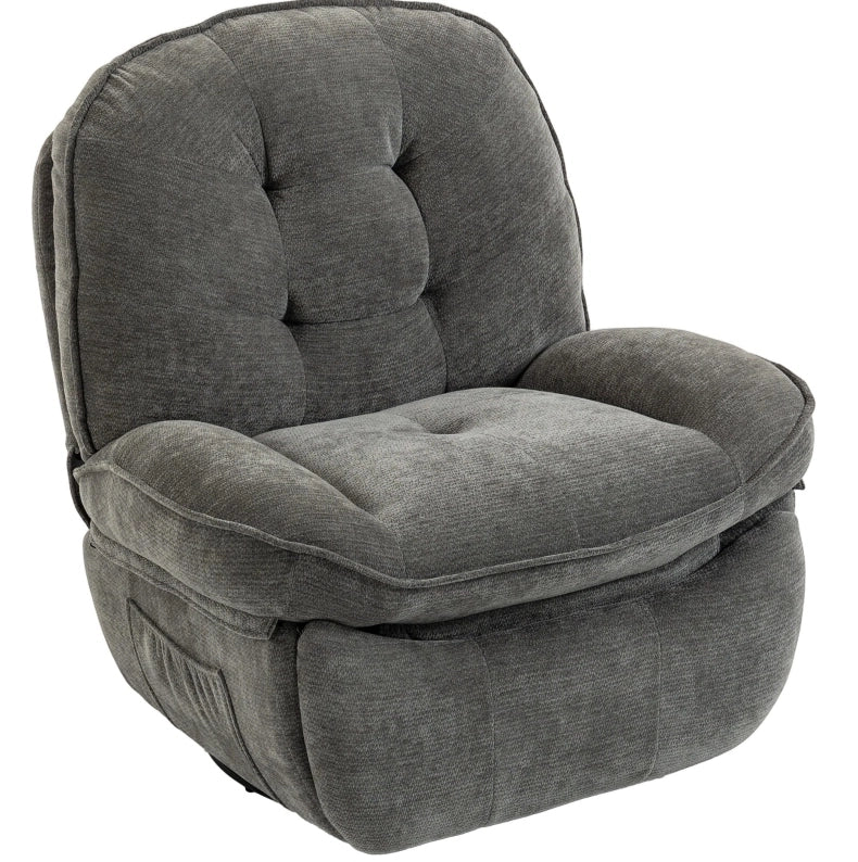 Poltrona relax ULEVR girevole e dondolo con reclinazione fino a 145¡ã, poggiapiedi e tasche, grigio chiaro
