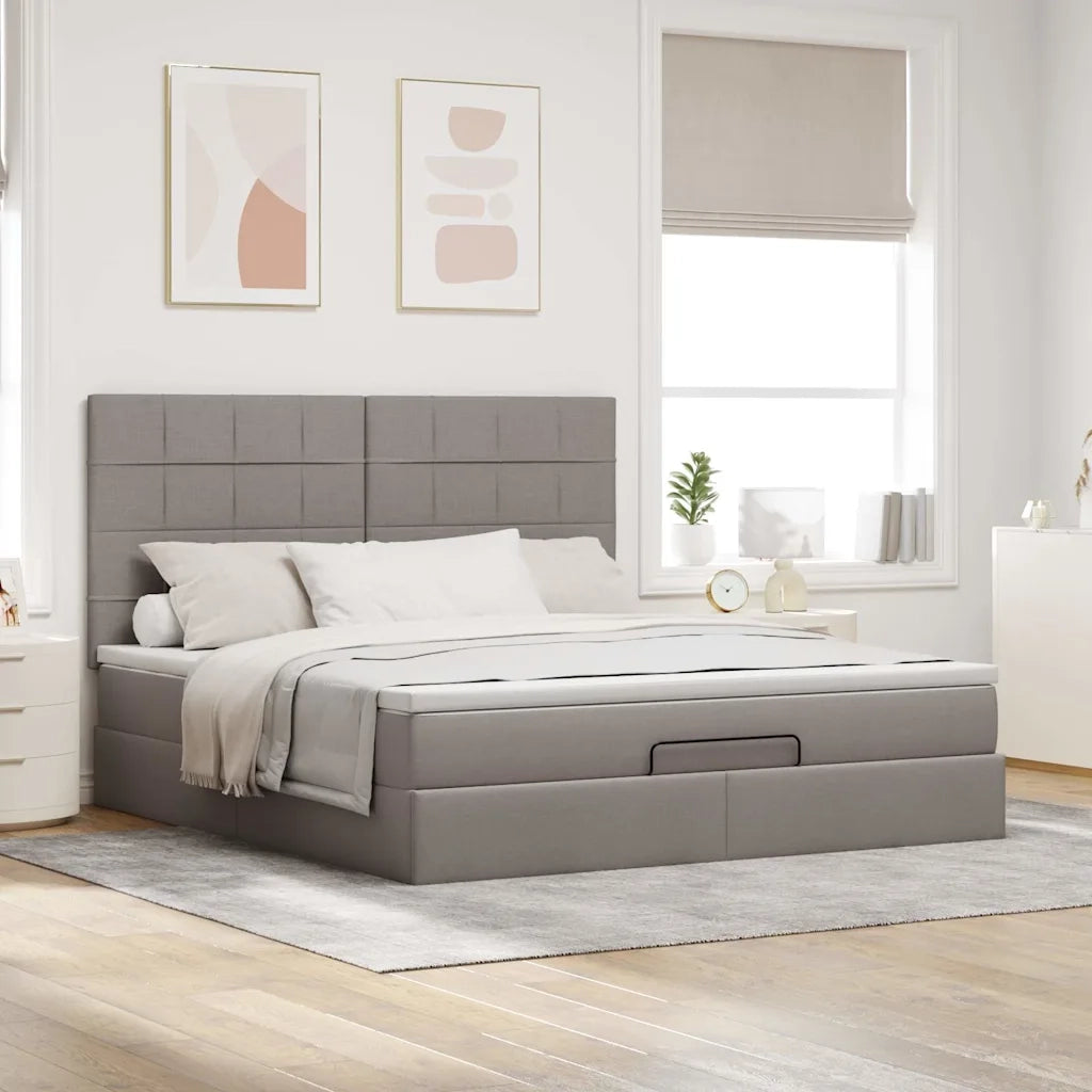 Struttura Letto Pouf con Materasso Tortora 180x200cm in Tessuto 3313179