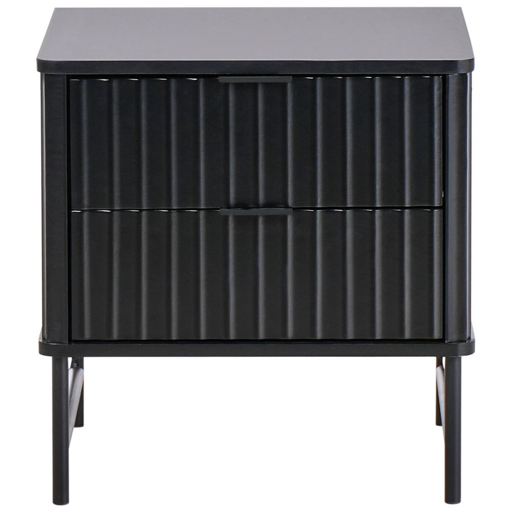 Comodino con 2 cassetti Nero stile moderno