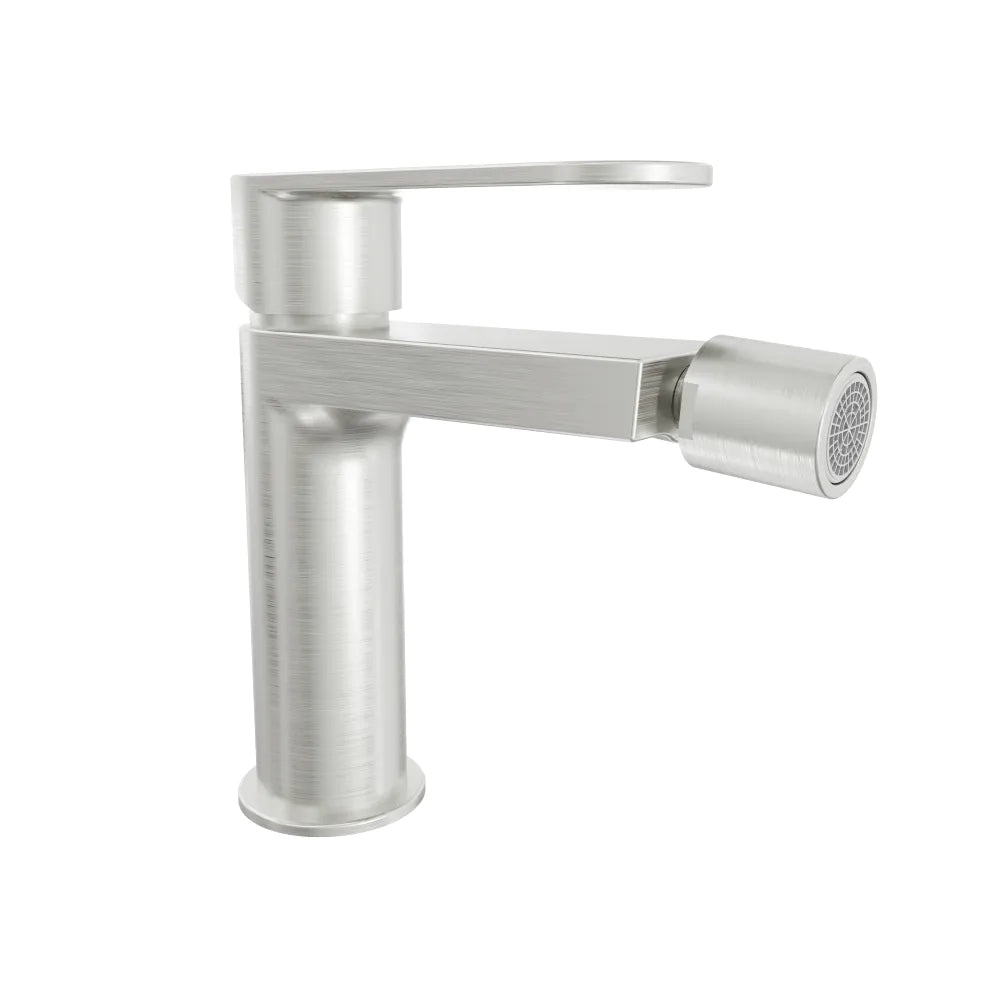 Set miscelatori lavabo ad incasso placca squadrata bidet miscelatore doccia con deviatore nickel spazzolato | Margot