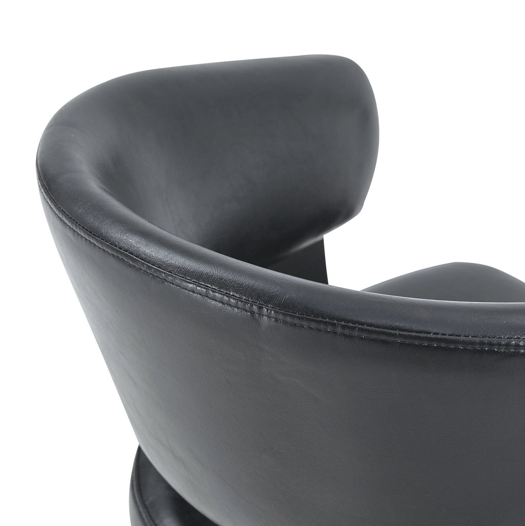 Sedia da pranzo con braccioli in PU nero e schienale decorato