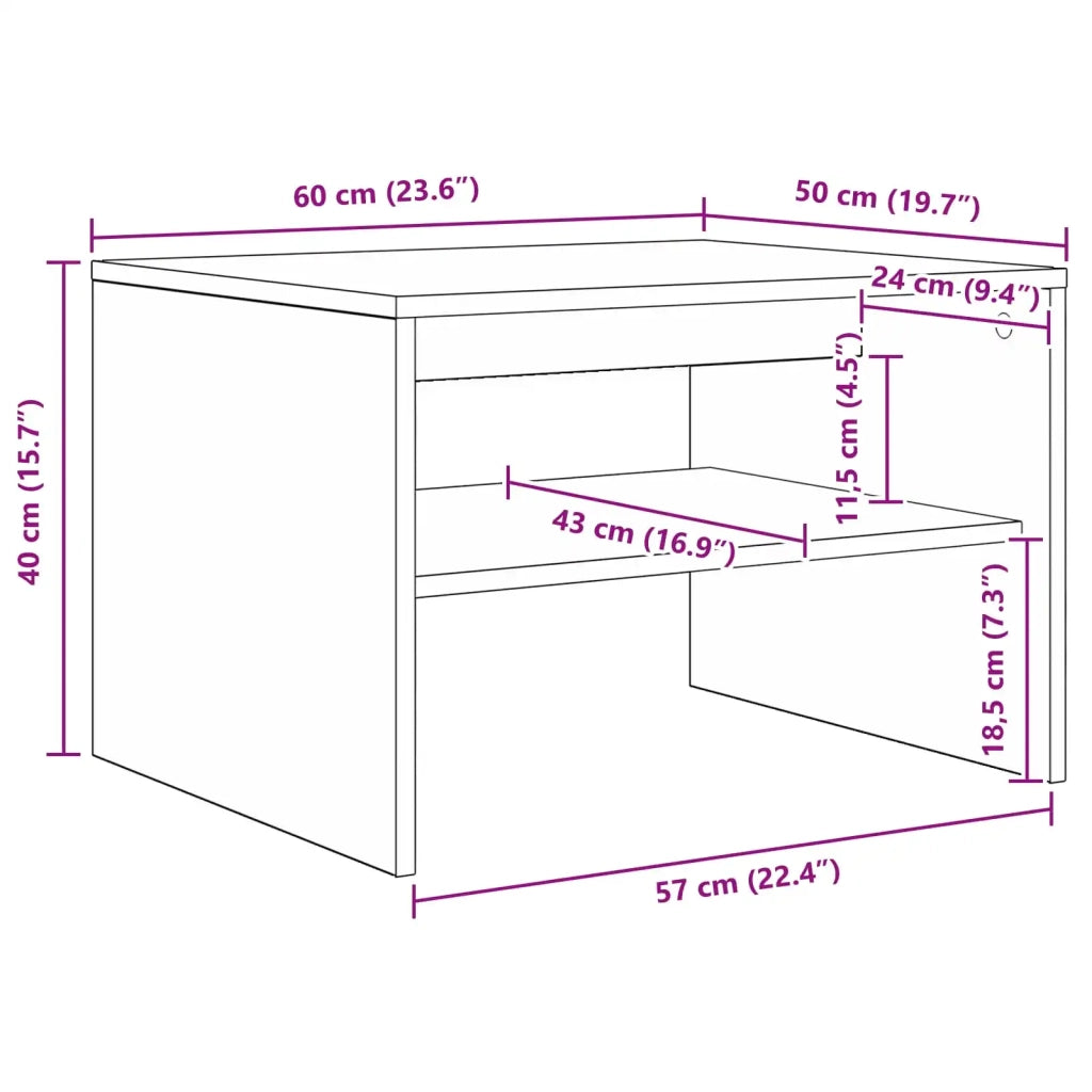 Tavolino da salotto Grigio cemento 60 x 50 x 40 cm 8000271