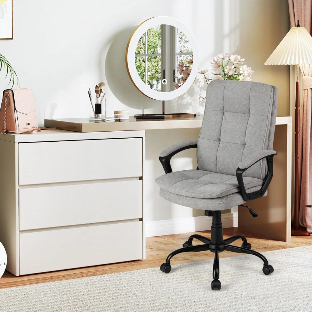 Sedia da ufficio ergonomica regolabile in altezza, Sedia da computer traspirante con ruote Grigio-Sedie da ufficio