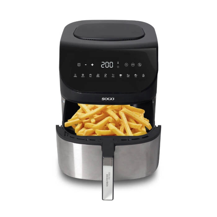 Friggitrice ad aria 8L 1600W con 10 programmi e display touch, temperatura 50-200°C e funzione essiccatore - Sogo