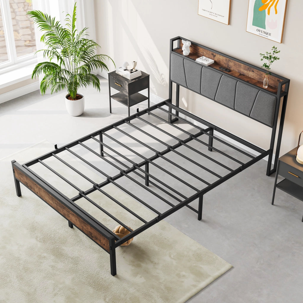 letto in mdf e metallo antico marrone 120 x 200 cm