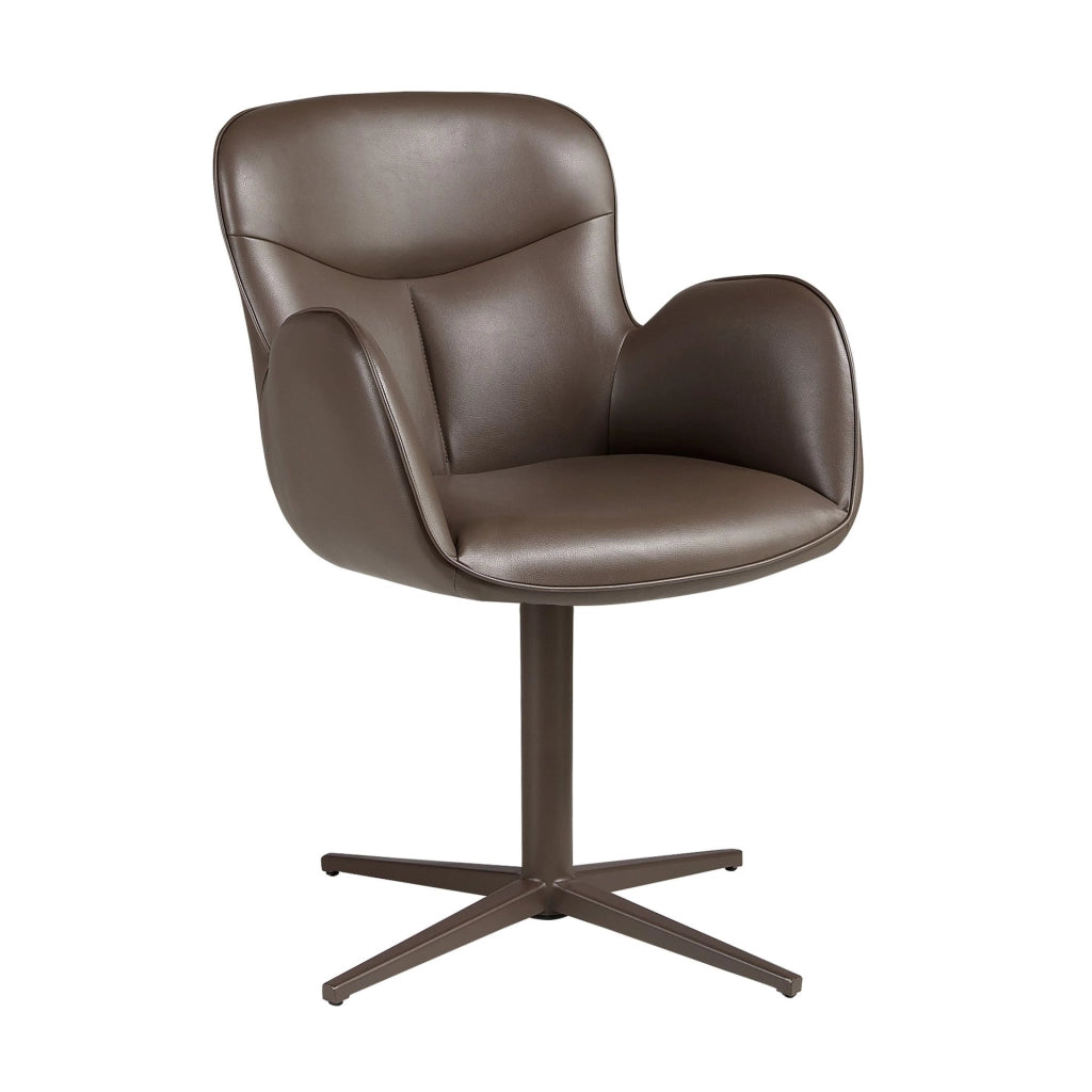 Sedia girevole in similpelle color marrone cioccolato