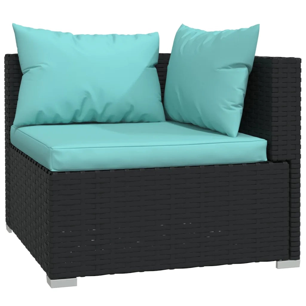 Set Mobili da Giardino con Cuscini 8 pz Nero in Polyrattan 3102481