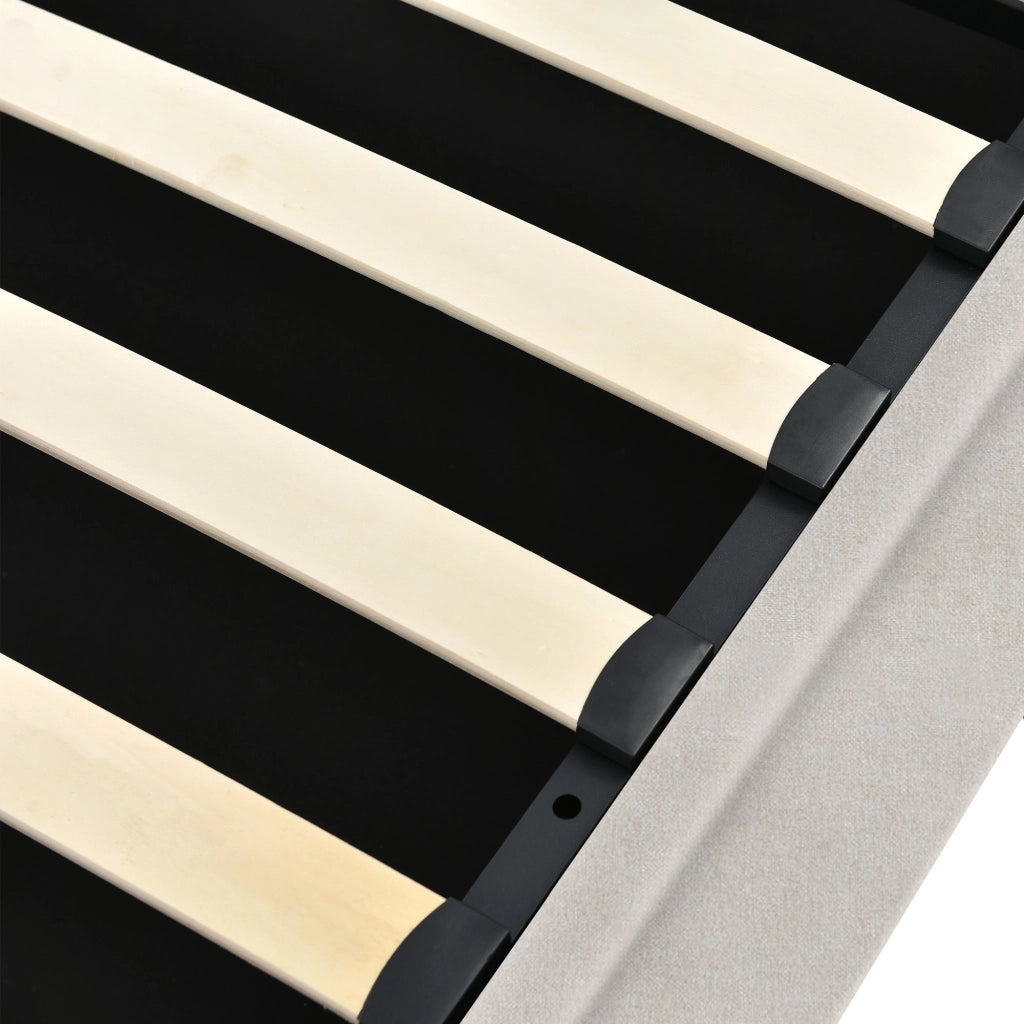 Letto Contenitore Imbottito Matrimoniale con Luce LED e USB ¨C MINIMAL ¨C Tessuto Lino 160x200