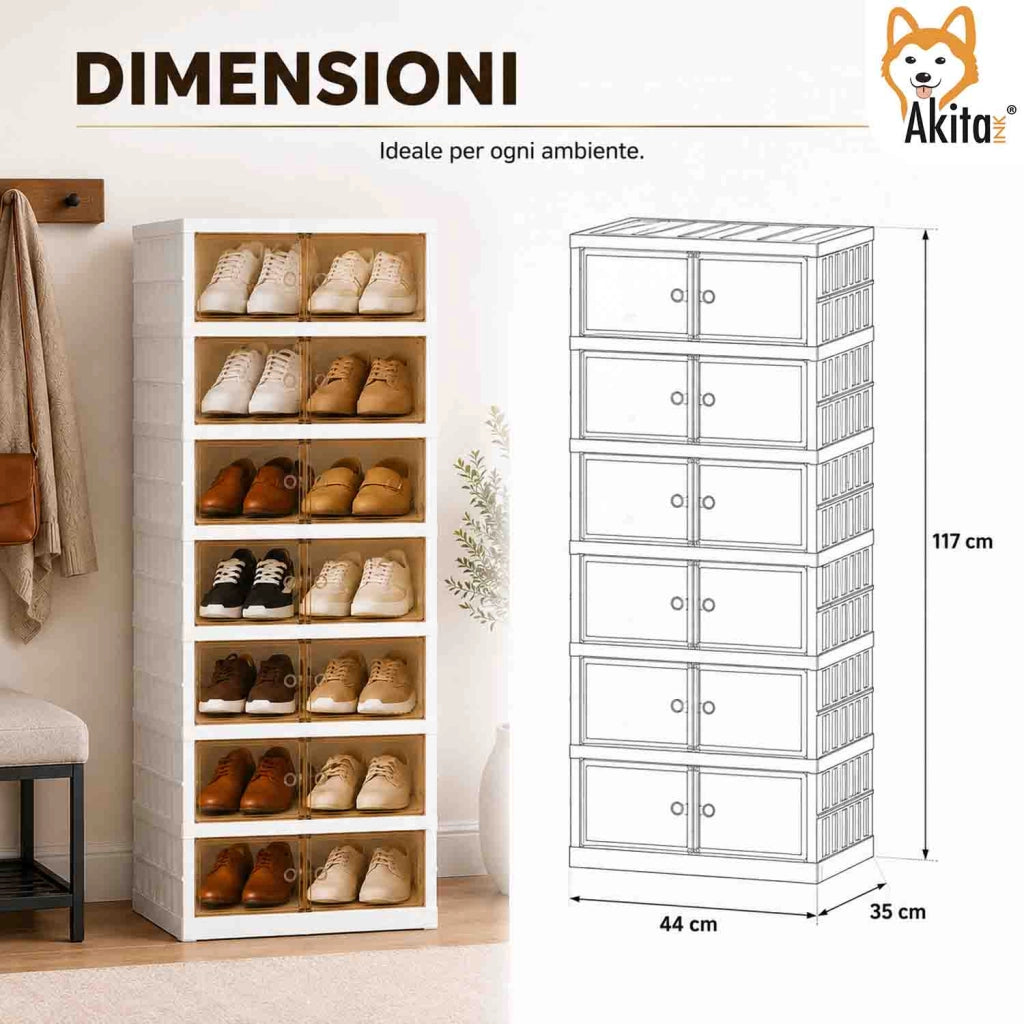 Akitaink Scarpiera Doppia Modulare Salvaspazio 7 Ripiani