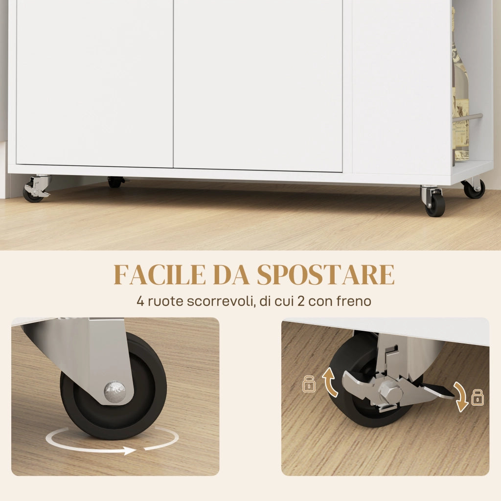 Carrello Cucina in Legno con Armadietto e Ripiano ¨C Minimal ¨C Rovere e Bianco 75x40x80.5