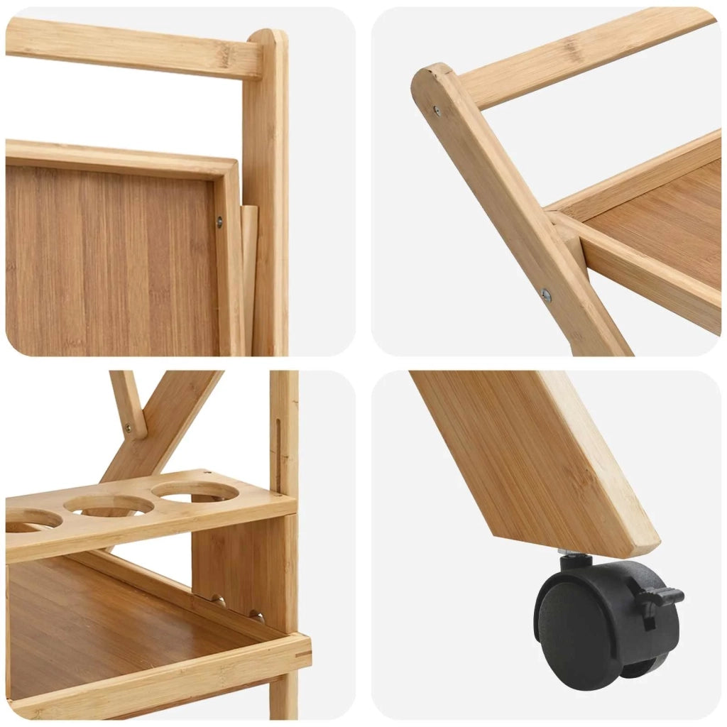 Carrello da Cucina con Ruote Marrone Chiaro 65 x 40,5 x 76,5 cm 42028291