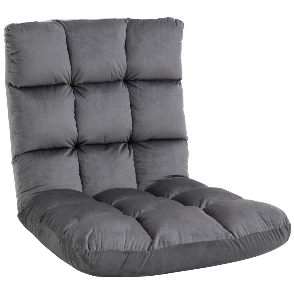 Poltrona da pavimento 55x71x53.5 cm convertibile 3 in 1 in poliestere grigio scuro