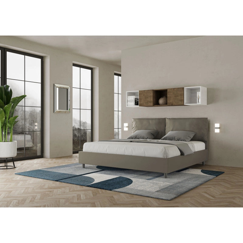 Letto imbottito Matrimoniale 200x210 cm Large - Similpelle,Cappuccino,Contenitore