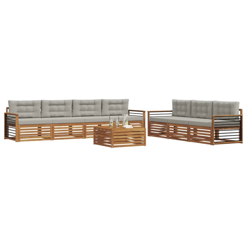Set di divani da esterno 8 pcs Grigio Naturale e Chiaro 3373151
