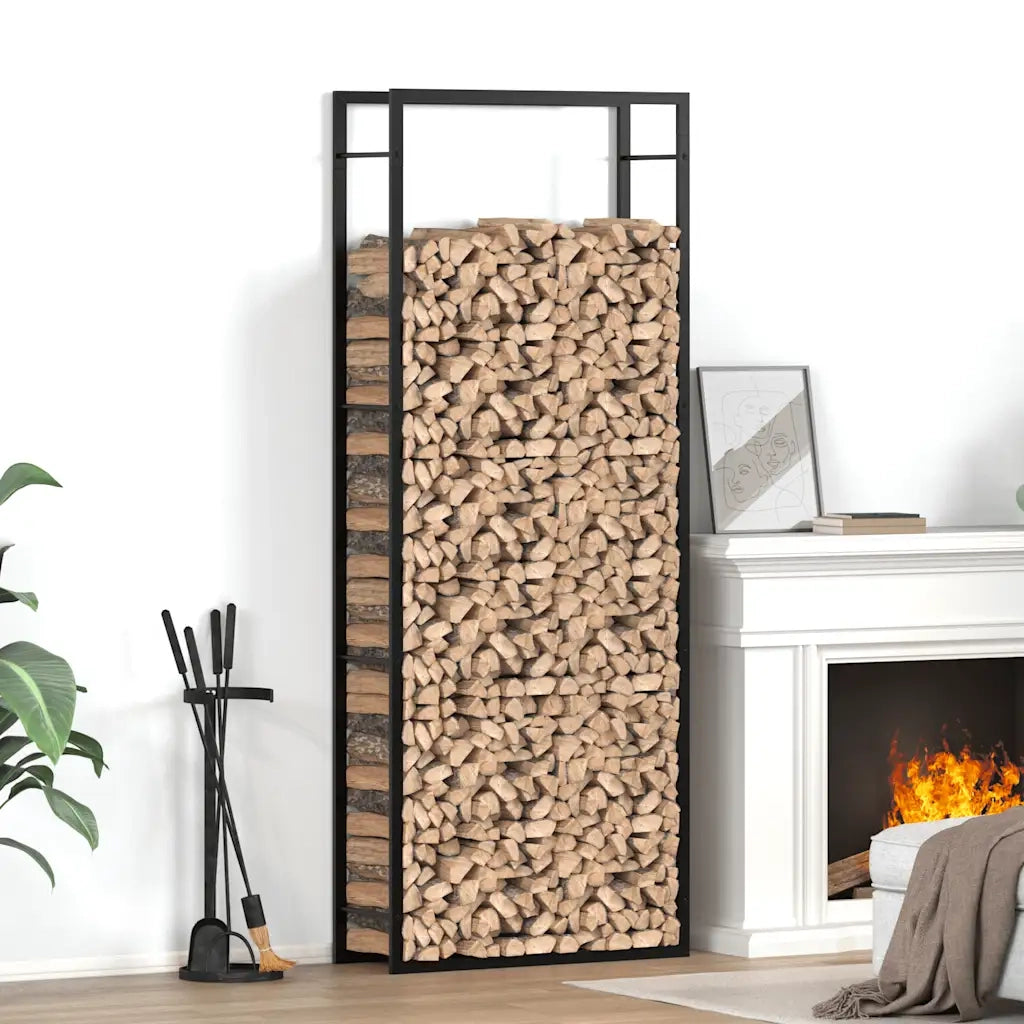 Portalegna Nero Opaco 80x28x222 cm Acciaio 350309