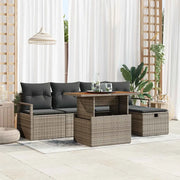 Set Divano da Giardino 6 pcs Grigio polyrattan