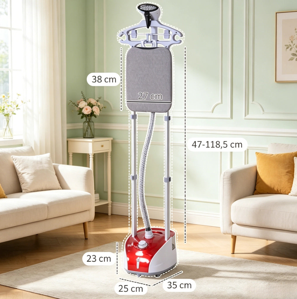 STIRATRICE VERTICALE 1950 W 2 L Rossa con Asse da Stiro Integrata