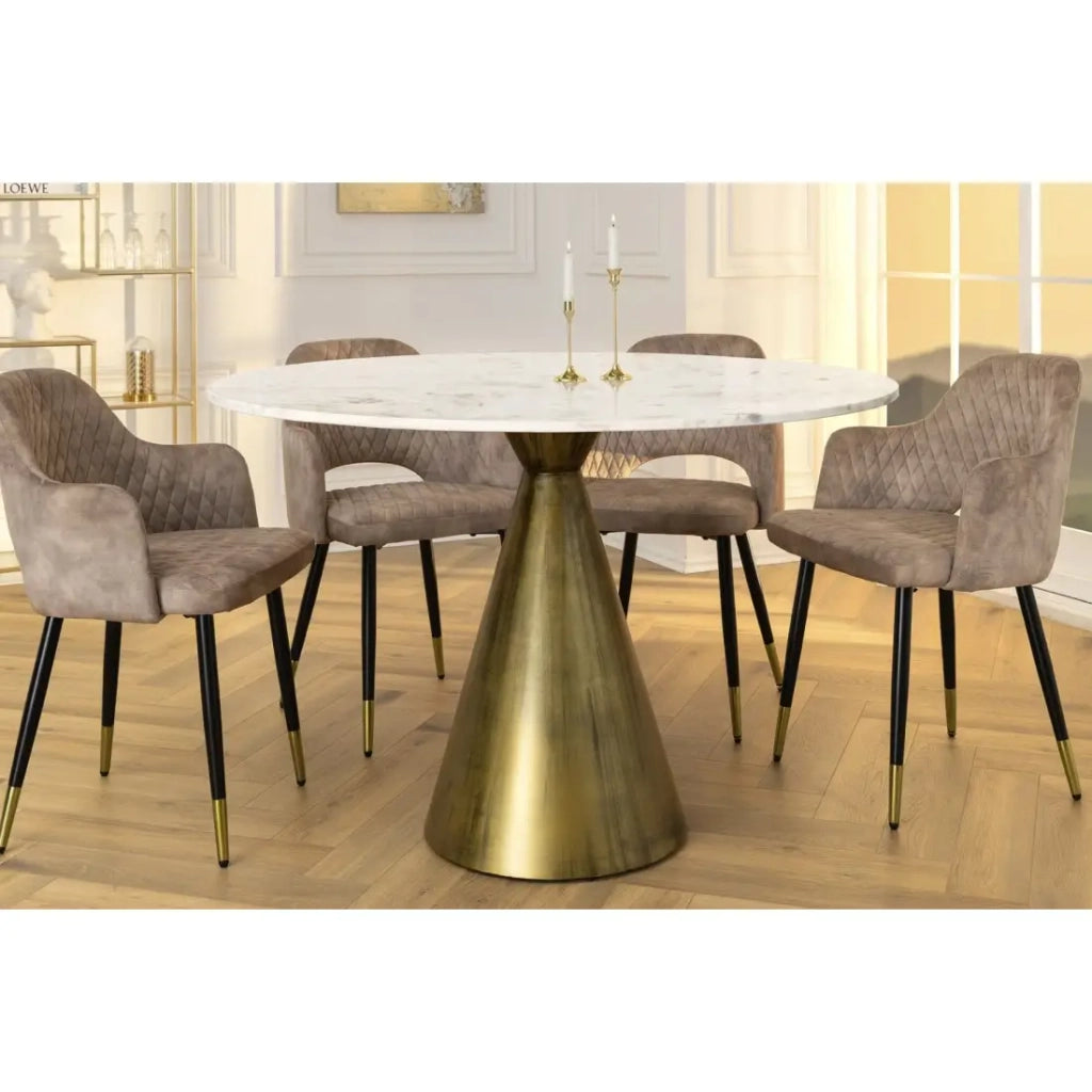 Tavolo rotondo SOLEA – Marmo bianco e base oro – Chic e moderno