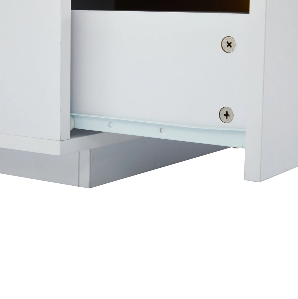 Mobile TV bianco 200 cm effetto marmo con 3 cassetti