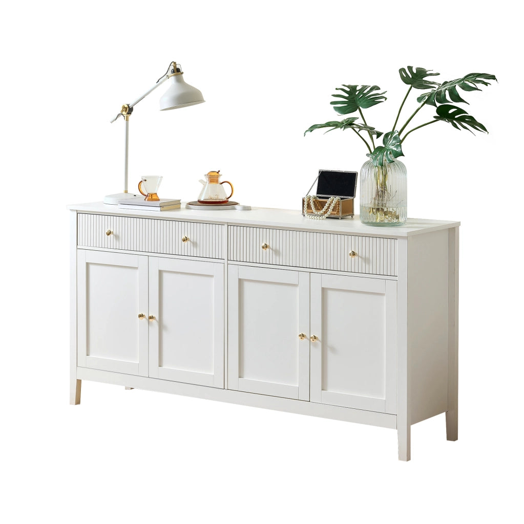Credenza bianca con 2 cassetti e 4 ante