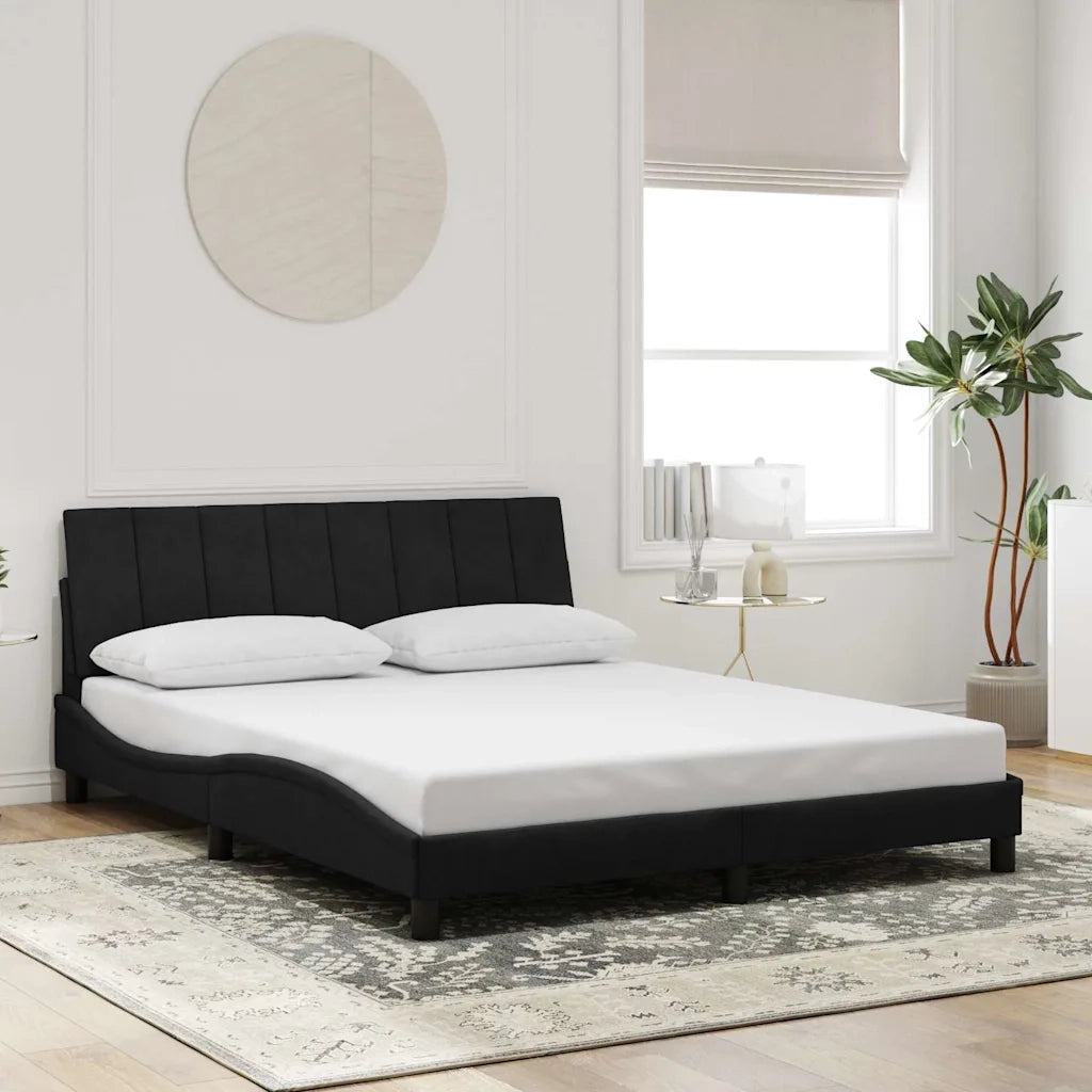 Giroletto senza Materasso-Struttura Letto Hanko Nero 160x200 cm in Velluto