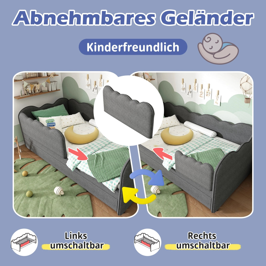 letto imbottito lino grigio 99 x 197 cm