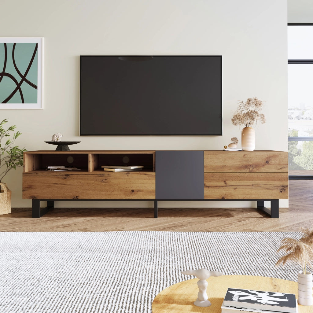 MOBILE TV con 2 cassetti 180x38x50 cm MDF e ferro