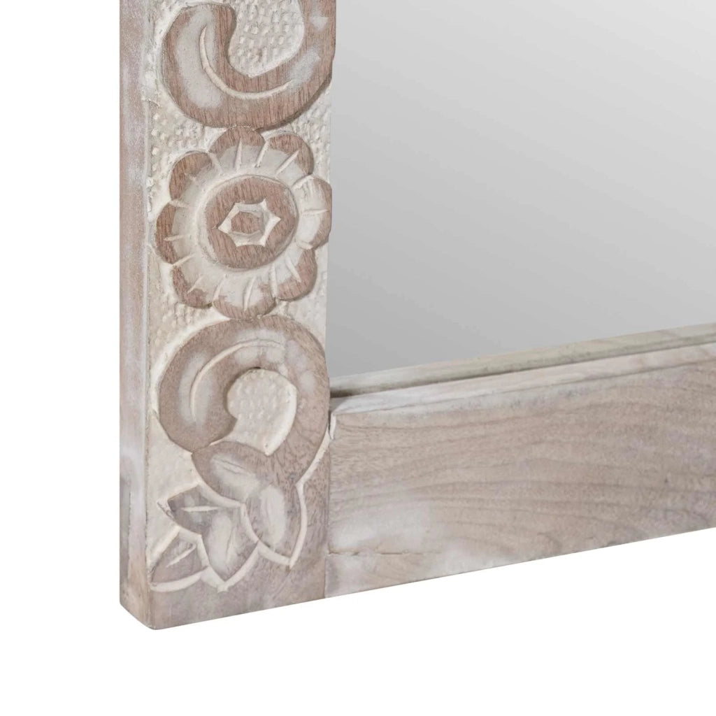 specchio da parete Bianco 70 x 50 cm Legno di mango massello 4018399