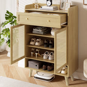 Mobile contenitore con ante, cassetto e ripiani in rovere chiaro 80x105x35 cm