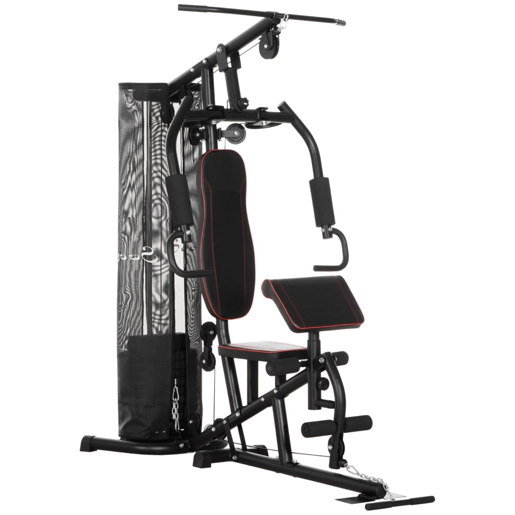 Easycomfort Stazione Fitness con Pesi da 45kg in Acciaio per Allenamento a Casa, 170x104x205cm, Nero