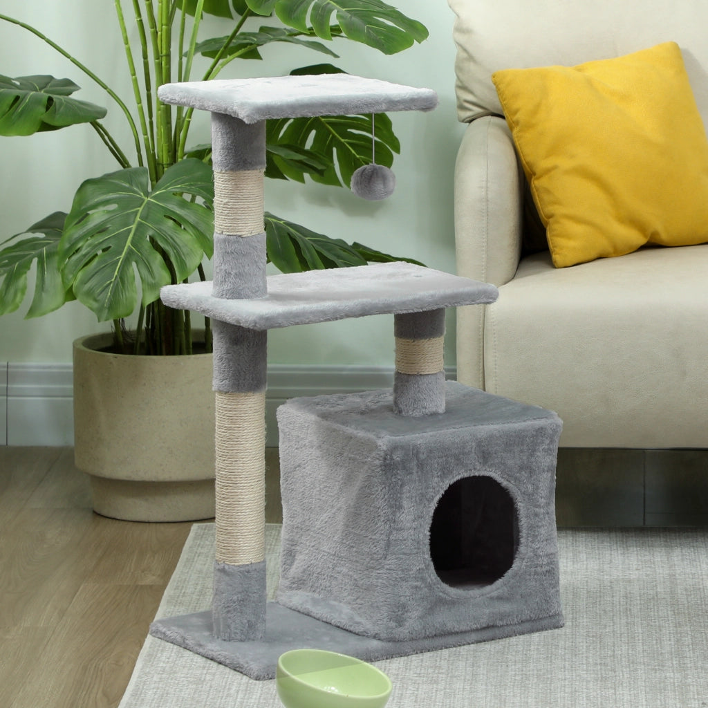 Tiragraffi per Gatti con Sisal e Ripiani ¨C zephmum ¨C 50x30x81,5 cm Grigio
