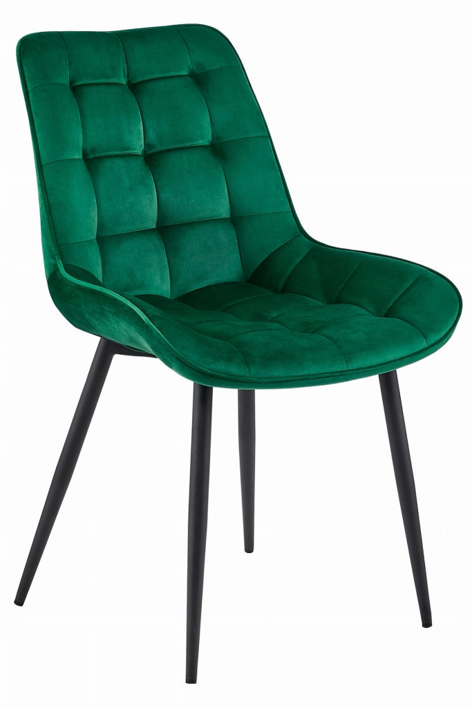 Sedia VALORA BERA - Velluto verde scuro con gambe nere