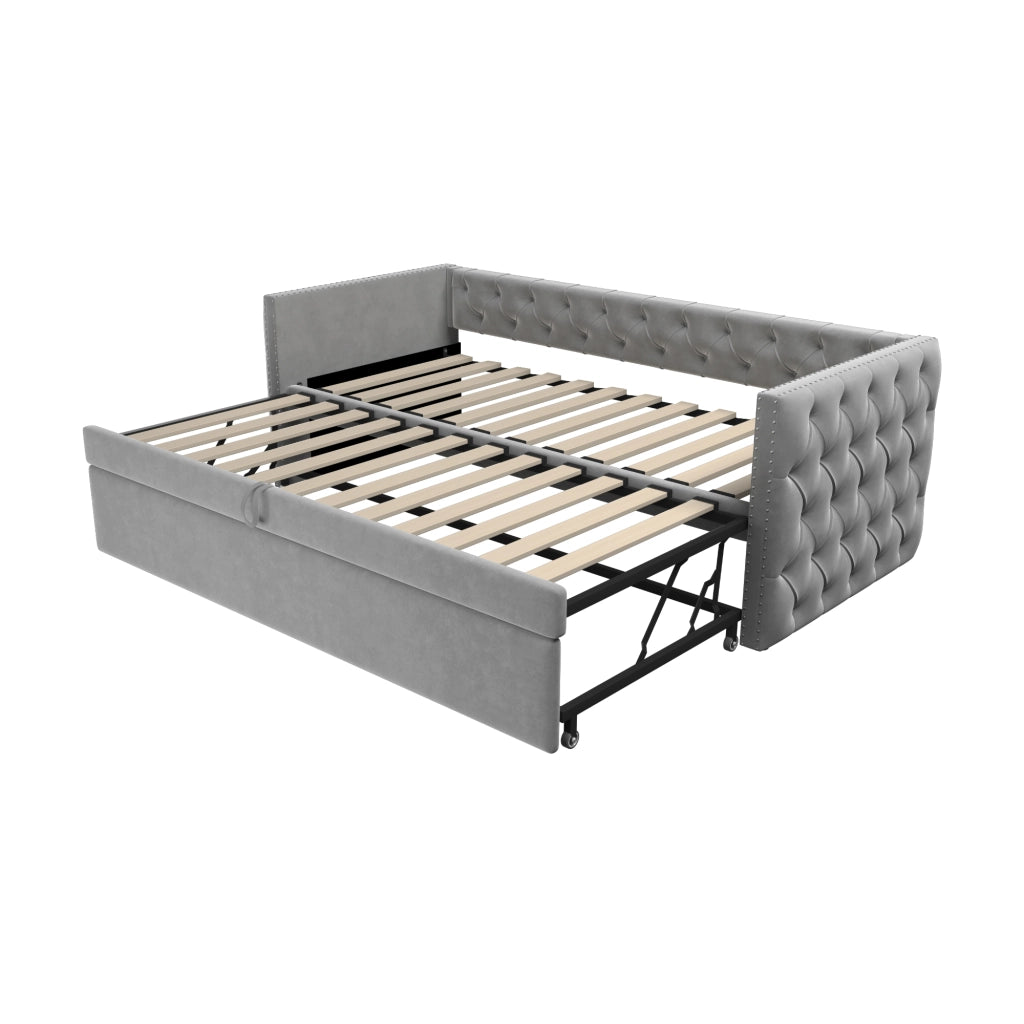 Letto singolo 90 × 200 cm 1 posto con struttura in metallo e rete a doghe, senza materasso, grigio chiaro