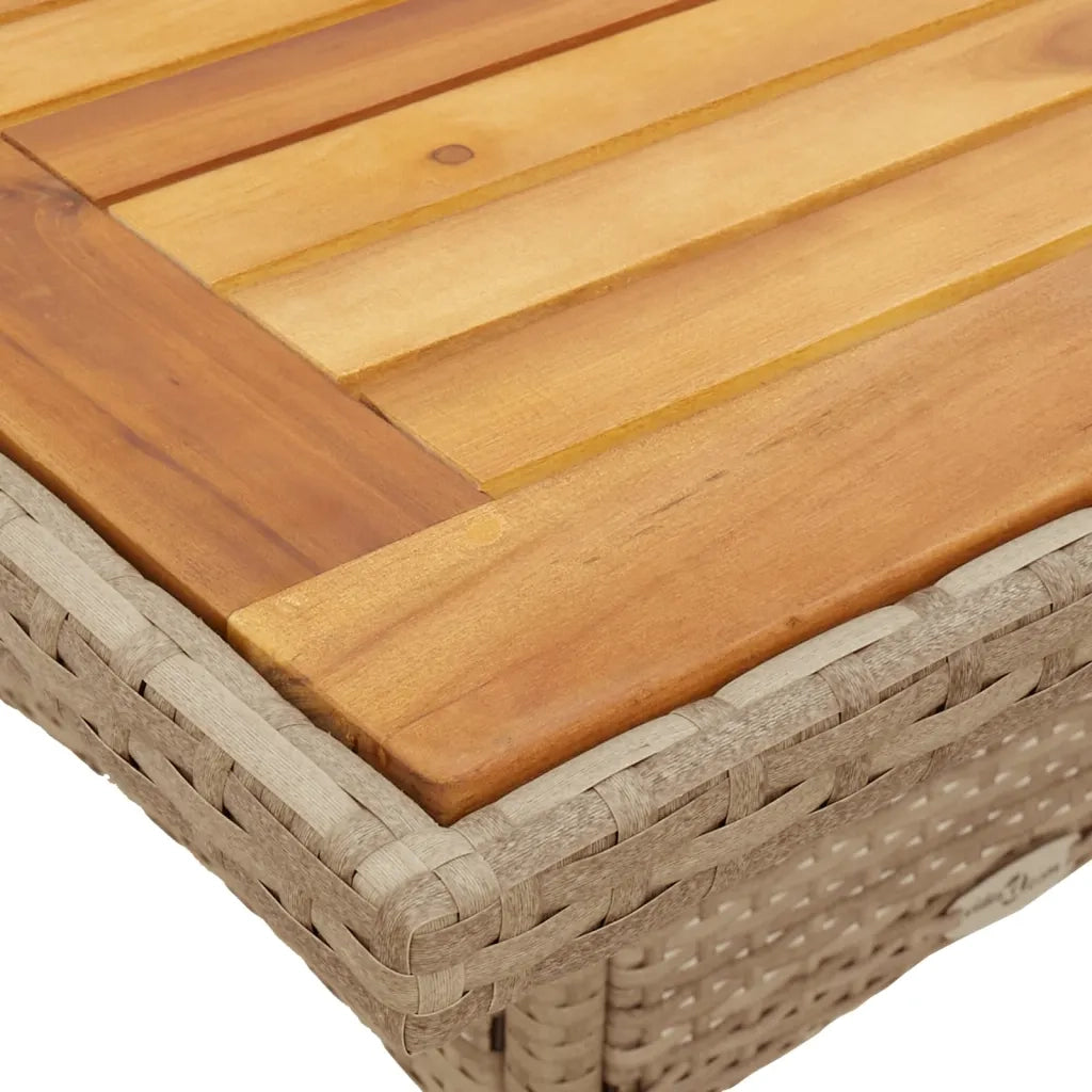 Tavolo da Giardino Beige 80x80x75 cm Polyrattan e Legno Acacia 368133