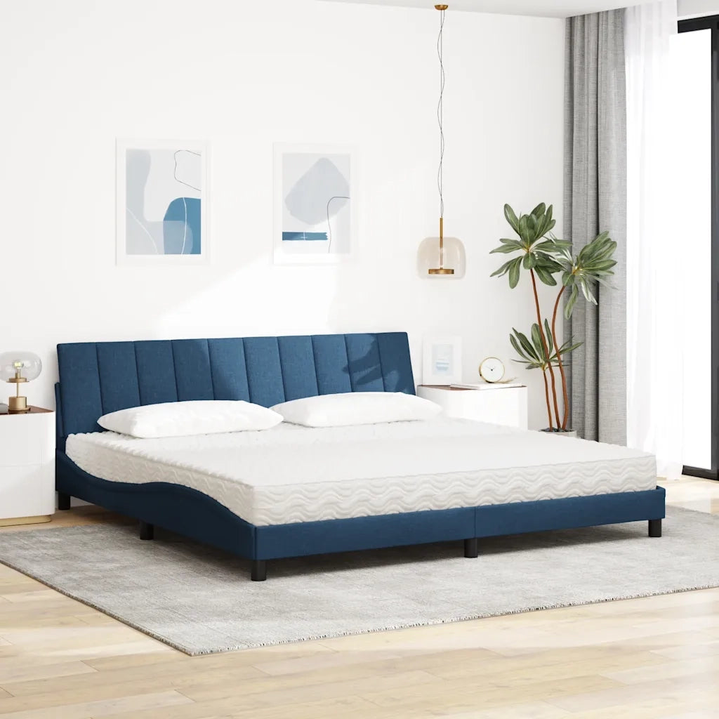 Letto con Materasso Hanko Blu 200x200 cm in Tessuto