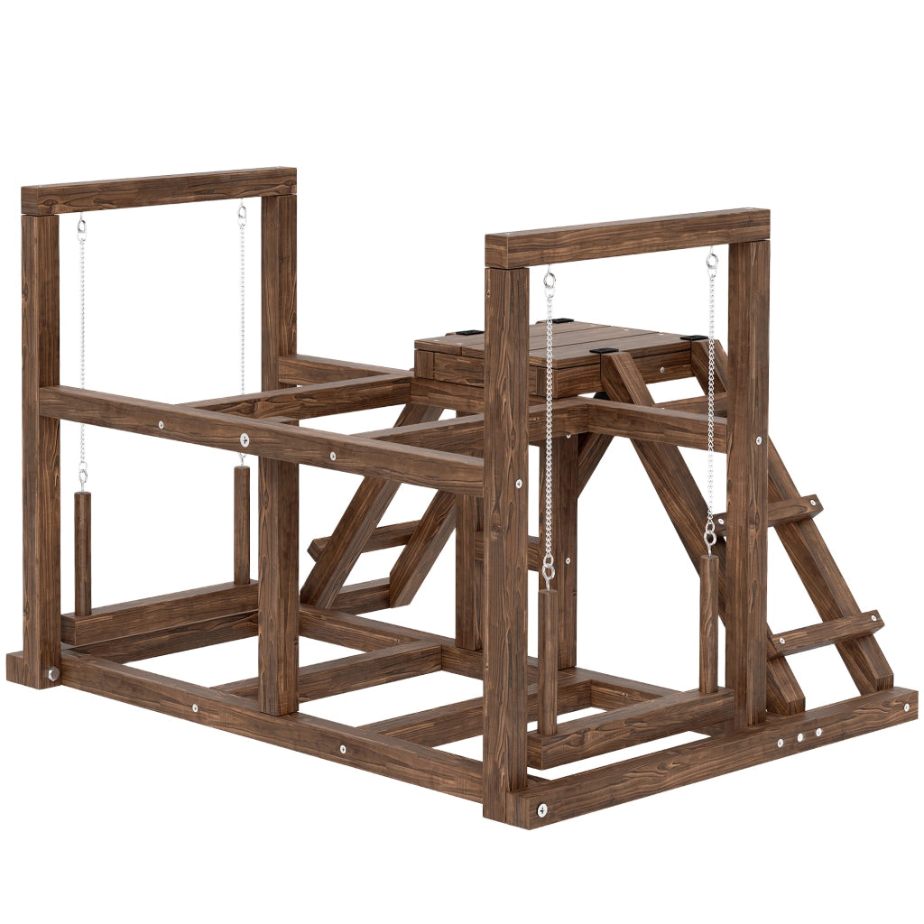 Casetta per galline con altalena e scale ¨C Minimal ¨C 82x60x55 cm, marrone