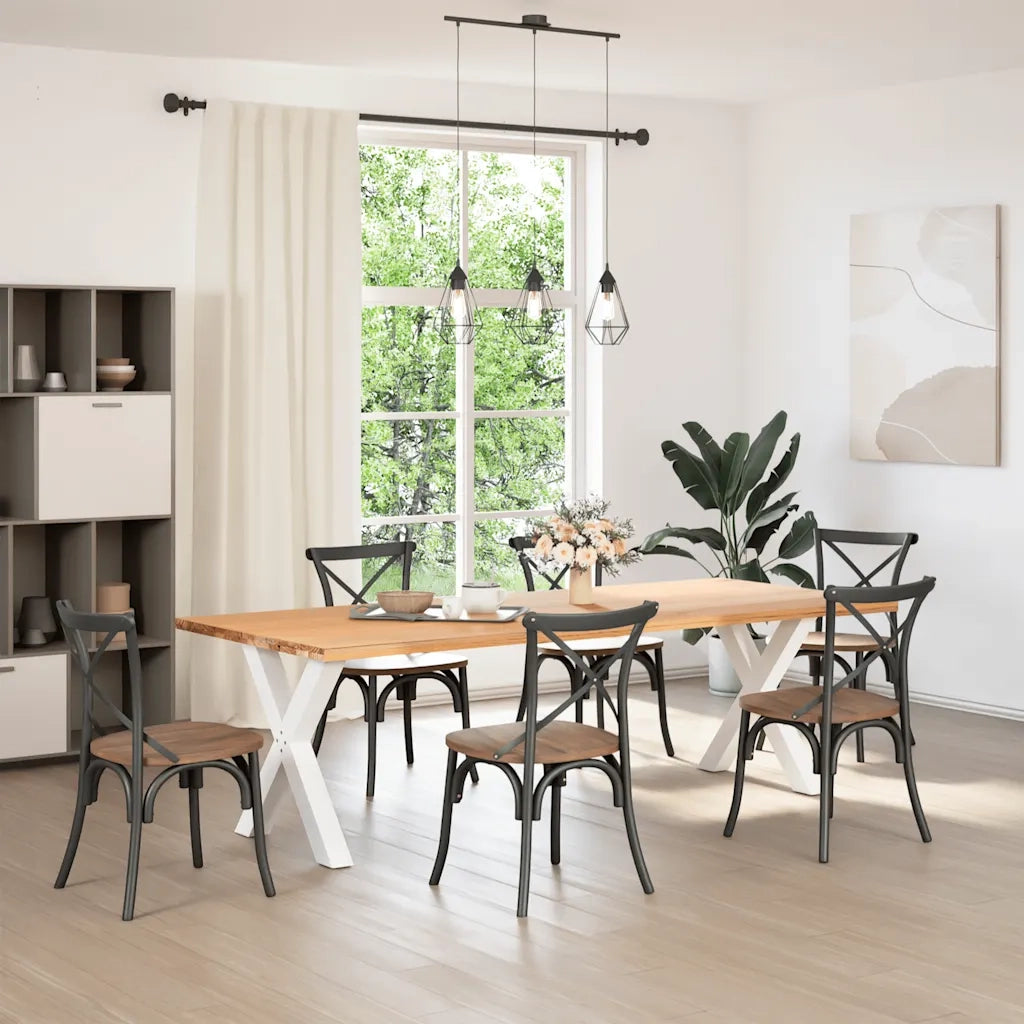 Gambe per tavolo da pranzo a forma di X 2 pz bianche 80x(72-73) cm in acciaio 4012981