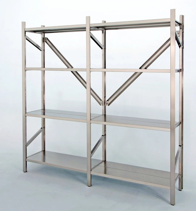 Scaffalatura lineare in acciaio inox per ristoranti e cucine cm. 80x40x180h