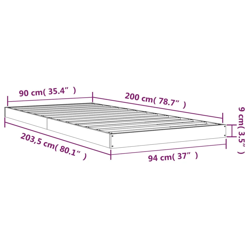 Giroletto senza Materasso Bianco 90x200 cm Legno Massello Pino 823460