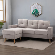 Divano angolare a 3 posti con chaise longue reversibile grigio chiaro