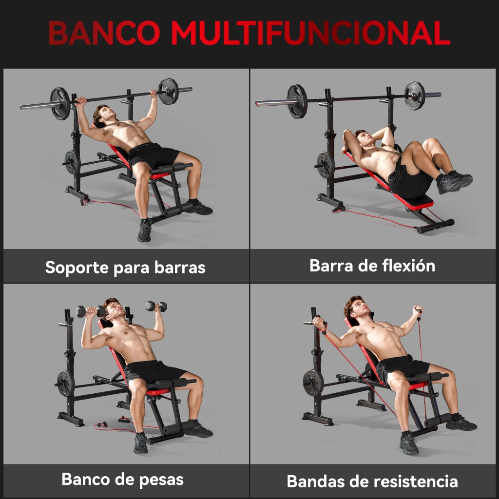Banco da Palestra Multifunzionale ¨C zephmum ¨C Aggiustabile con Supporto per Barra e Schienale Regolabile
