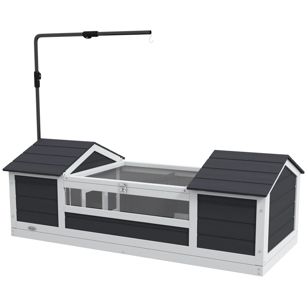 Recinto per Tartarughe Terrestri con 2 Nicchie e Supporto Lampada Regolabile ¨C Minimal ¨C Legno Massello 120x56.5x43 cm Grigio