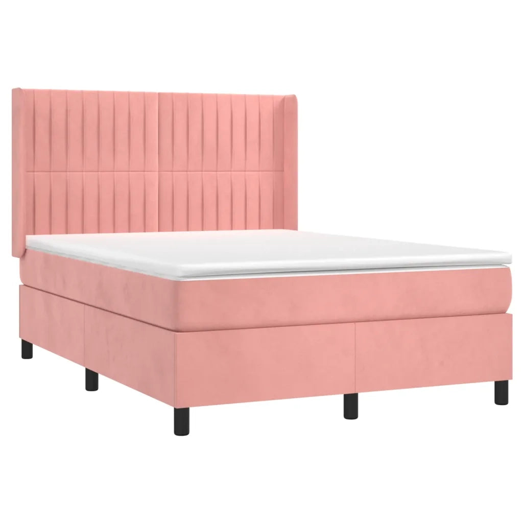 Giroletto a Molle con Materasso Rosa 140x200 cm in Velluto