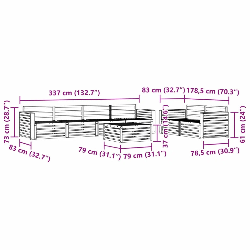 Set di divani da esterno 7 pcs Naturale 3373064