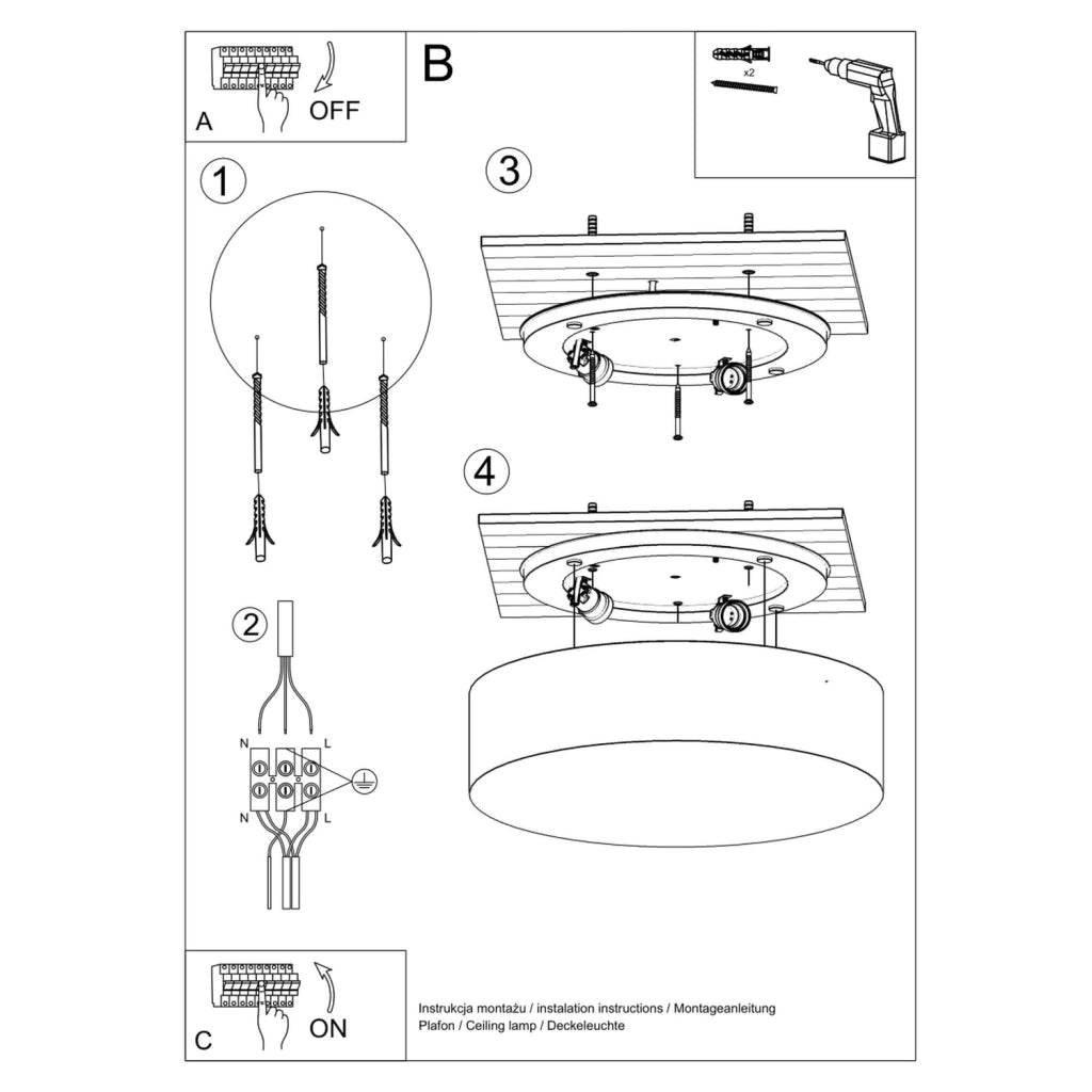 Plafoniera da soffitto PIAZZA 45 bianca Pure Lume