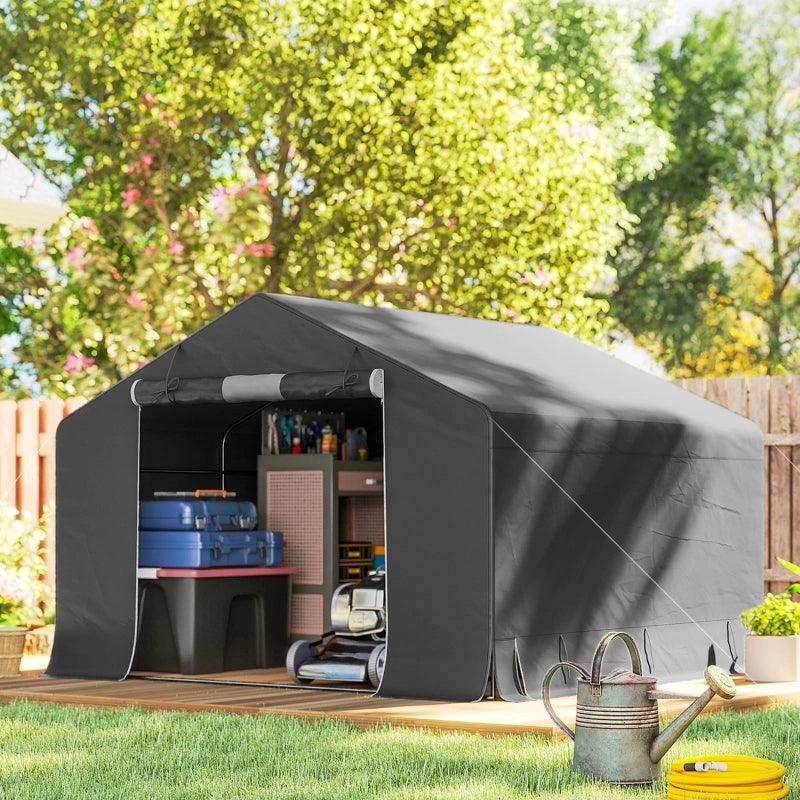 Tenda garage porta attrezzi 3 x 3 m, struttura in metallo zincato, grigio scuro
